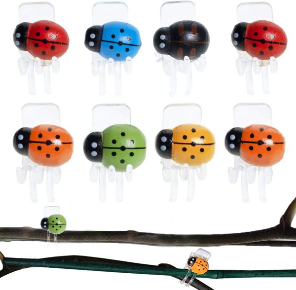 Ladybug plant clips, orchid support clips, vine clips, plant clips for supporting flowering orchids and vines (mixed colors)