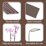 10Pcs Plant Support Stakes with 15 Pcs Plant Clips, Plant Sticks for Indoor and Outdoor Plants, Orchid Clips and Stakes,16inch Tall Bendable Single Stem Flower Stakes Bendable (10, Brown-16inch)