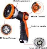Garden Hose Nozzle Spray Nozzle,10 Hose Metal Duty Watering Patterns Thumb Control On Off Valve, High Pressure Nozzle Sprayer for Watering Plants, Car Wash,Cleaning,Showering Pets