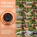 Garden hose nozzle, adjustable with 10 spray patterns | Non-slip high-pressure thumb control hose nozzle, suitable for watering plants and lawns, washing cars, and pet baths
