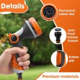 Garden hose nozzle, adjustable with 10 spray patterns | Non-slip high-pressure thumb control hose nozzle, suitable for watering plants and lawns, washing cars, and pet baths