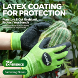 Gardening Work Gloves, Puncture Resistant Latex Coated Garden Gloves for Planting, Weeding & Landscaping