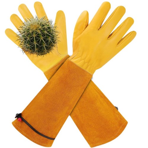 Unisex gardening gloves, thorn-proof long gloves for pruning roses, long leather gardening gloves, heavy-duty arm protection gloves, weeding and yard planting work gloves, best gardening gift