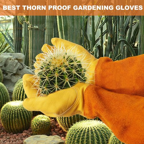 Unisex gardening gloves, thorn-proof long gloves for pruning roses, long leather gardening gloves, heavy-duty arm protection gloves, weeding and yard planting work gloves, best gardening gift