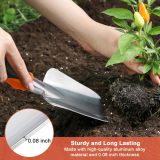 Gardening tool set, 3-piece heavy-duty gardening tools set, including a garden trowel, transplanting trowel, and hand rake, with ergonomic handles, made of aluminum alloy for lawn use.