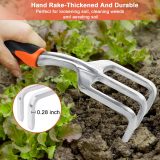 Gardening tool set, 3-piece heavy-duty gardening tools set, including a garden trowel, transplanting trowel, and hand rake, with ergonomic handles, made of aluminum alloy for lawn use.