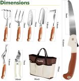 Gardening tool set, 10-piece heavy-duty gardening hand tool set, aluminum with non-slip ergonomic handles, comes with a storage tote and gardening gloves, an ideal gift for men and women