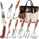 Gardening tool set, 10-piece heavy-duty gardening hand tool set, aluminum with non-slip ergonomic handles, comes with a storage tote and gardening gloves, an ideal gift for men and women