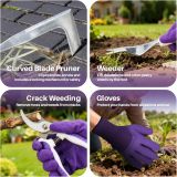 Garden tool set, 10-piece heavy-duty gardening tool set, women's gardening gift set, aluminum non-slip ergonomic handles, comes with storage tote bag and gloves, gardening supplies for men and women (purple)