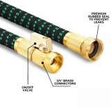 8-function nozzle hose, lightweight and retractable garden hose, tangle-free, 3/4 inch solid brass fittings, double-layer latex core - black and green