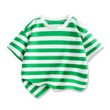 2023 New Summer Cotton Short Sleeves Green White #Q01