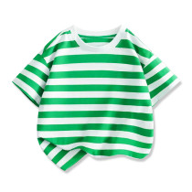 2023 New Summer Cotton Short Sleeves Green White #Q01