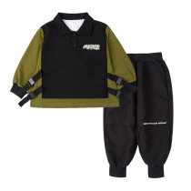 2023 New Boys' Black Green Autumn Set #A009