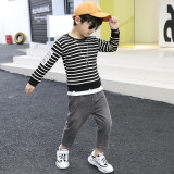 2023 New Boys' Black White Autumn Set #A005