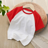 2023 New Summer Cotton Short Sleeves Red White #E01