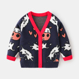2023 Autumn Boys' Sweater Cardigan Cartoon
