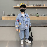 2023 New Boys' Blue Autumn Set #B004