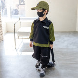 2023 New Boys' Black Green Autumn Set #A009