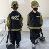 2023 New Boys' Black Green Autumn Set #A009