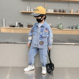 2023 New Boys' Blue Autumn Set #B004