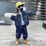 2023 New Boys' Blue Autumn Set #B003