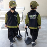 2023 New Boys' Black Green Autumn Set #A009
