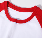 2023 New Summer Cotton Short Sleeves Red White #E01