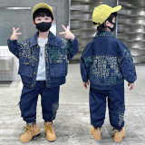 2023 New Boys' Blue Autumn Set #B003