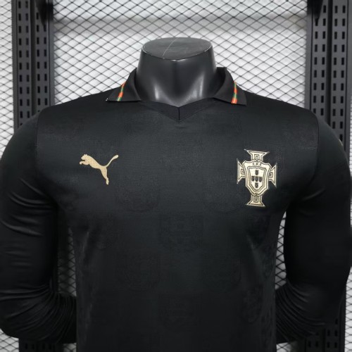 Long Sleeves Portuga 2026 World Cup Away Special Black Jersey - Player Version