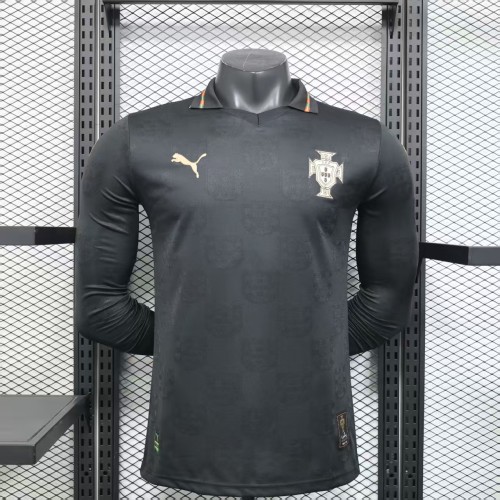 Long Sleeves Portuga 2026 World Cup Away Special Black Jersey - Player Version