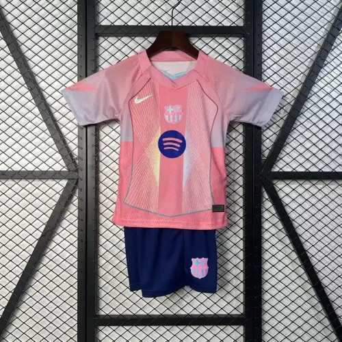 Barcelona 25/26 Special Edition Pink Soccer Jersey- Kids Kit