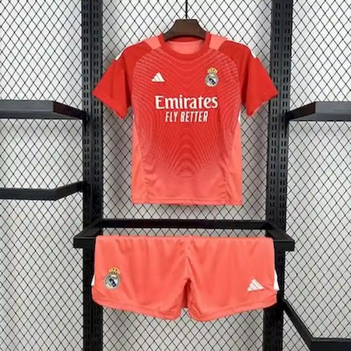 Real Madrid 25/26 Red Goalkeeper Soccer Jersey- Kids Kit