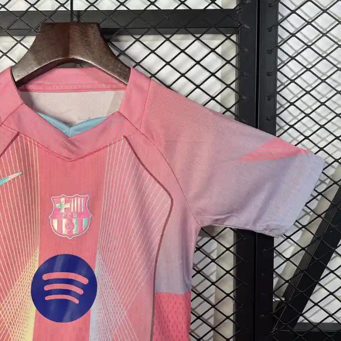 Barcelona 25/26 Special Edition Pink Soccer Jersey- Kids Kit