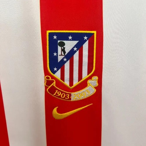 Atletico Madrid 2003-04 Home Retro Soccer Jersey- Fan Version