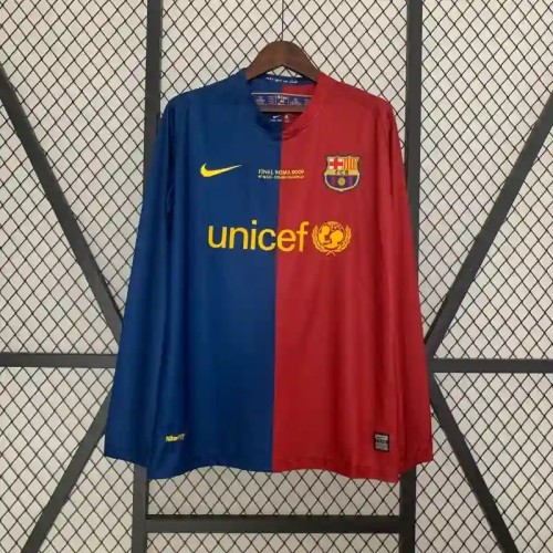 Long Sleeves Barcelona 2008-09 Home Retro Soccer Jersey- Fan Version