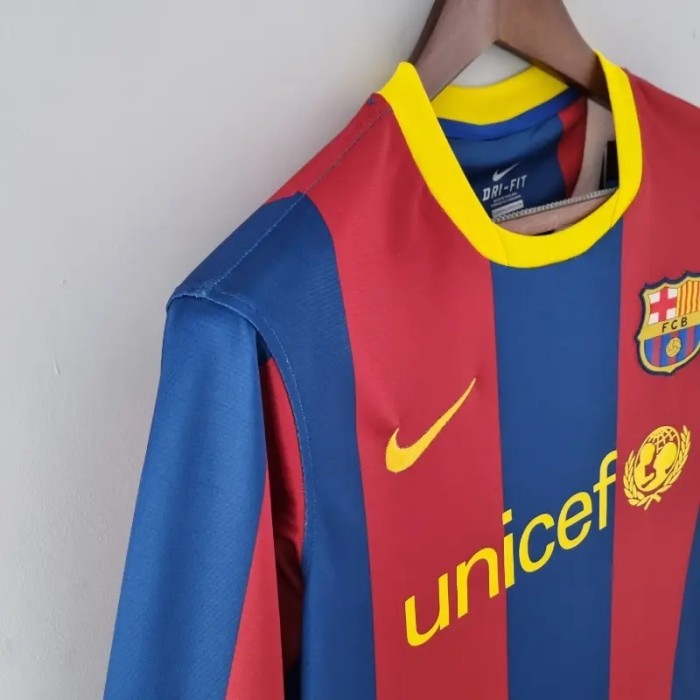 Long Sleeves Barcelona 2010-11 Home Retro Soccer Jersey- Fan Version