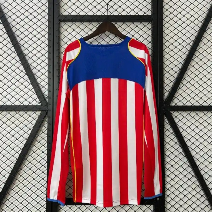 Long Sleeves Atletico Madrid 2004-05 Home Retro Soccer Jersey- Fan Version