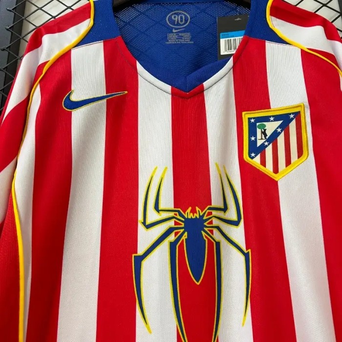 Long Sleeves Atletico Madrid 2004-05 Home Retro Soccer Jersey- Fan Version