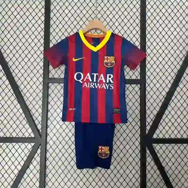 Barcelona 2013-14 Retro Home Soccer Jersey- Kids Kit