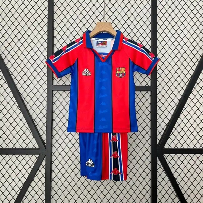 Barcelona 1995-97 Retro Home Soccer Jersey- Kids Kit