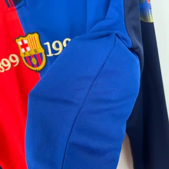 Long Sleeves Barcelona 100th Anniversary Home Retro Soccer Jersey- Fan Version