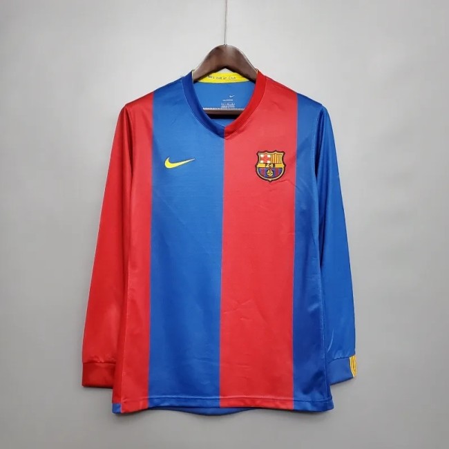 Long Sleeves Barcelona 2006-07 Home Retro Soccer Jersey- Fan Version