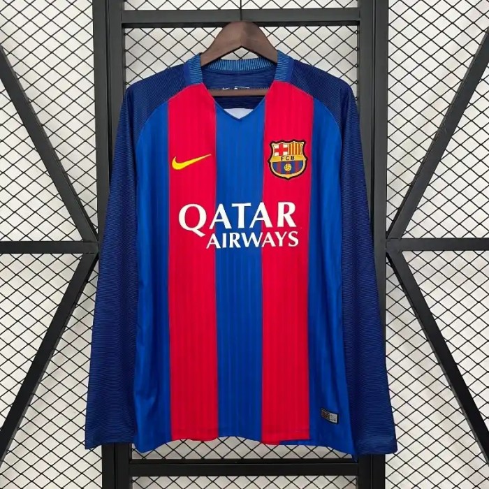 Long Sleeves Barcelona 2014-15 Home Retro Soccer Jersey- Fan Version
