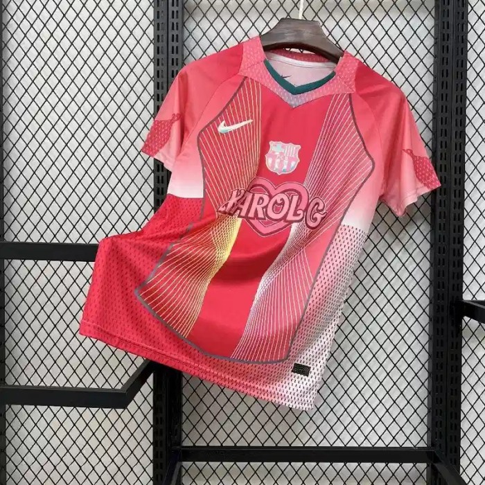Barcelona 25/26 Karol G Red Pink Soccer Jersey - Fan Version