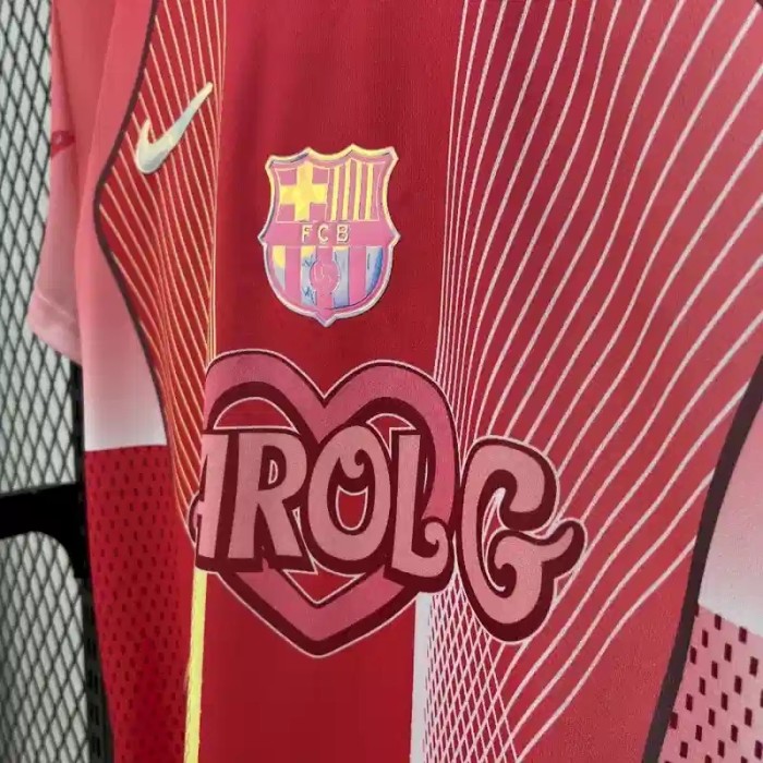 Barcelona 25/26 Karol G Red Pink Soccer Jersey - Fan Version