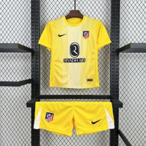 Atletico Madrid 25/26 Goalkeeper Yellow Soccer Jerseys – Kids Kit