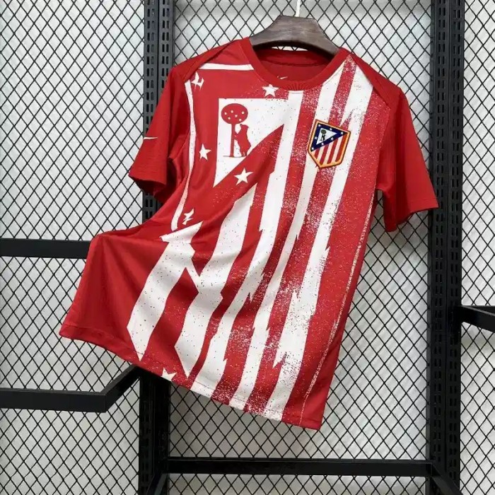 Atletico Madrid 25/26 Pre-Match Red White Soccer Jersey - Fan Version