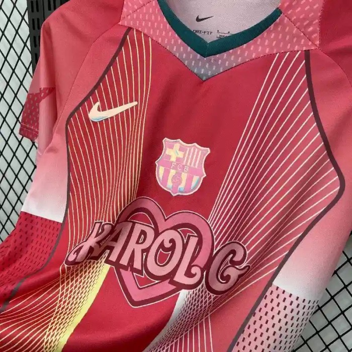 Barcelona 25/26 Karol G Red Pink Soccer Jersey - Fan Version