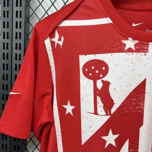 Atletico Madrid 25/26 Pre-Match Red White Soccer Jersey - Fan Version