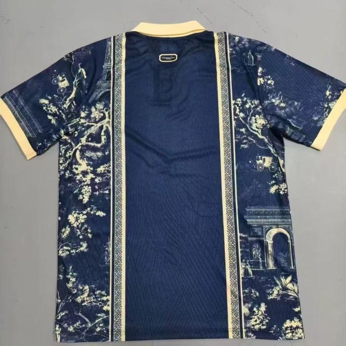 PSG x Air Dior Men Polo Shirt Toile de Jouy Paris Collaboration